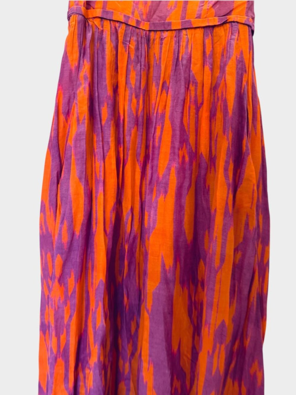 Maria Cher Targatal Midi Dress Square Neck Side Zipper, Orange Lilac - Picture 4 of 12